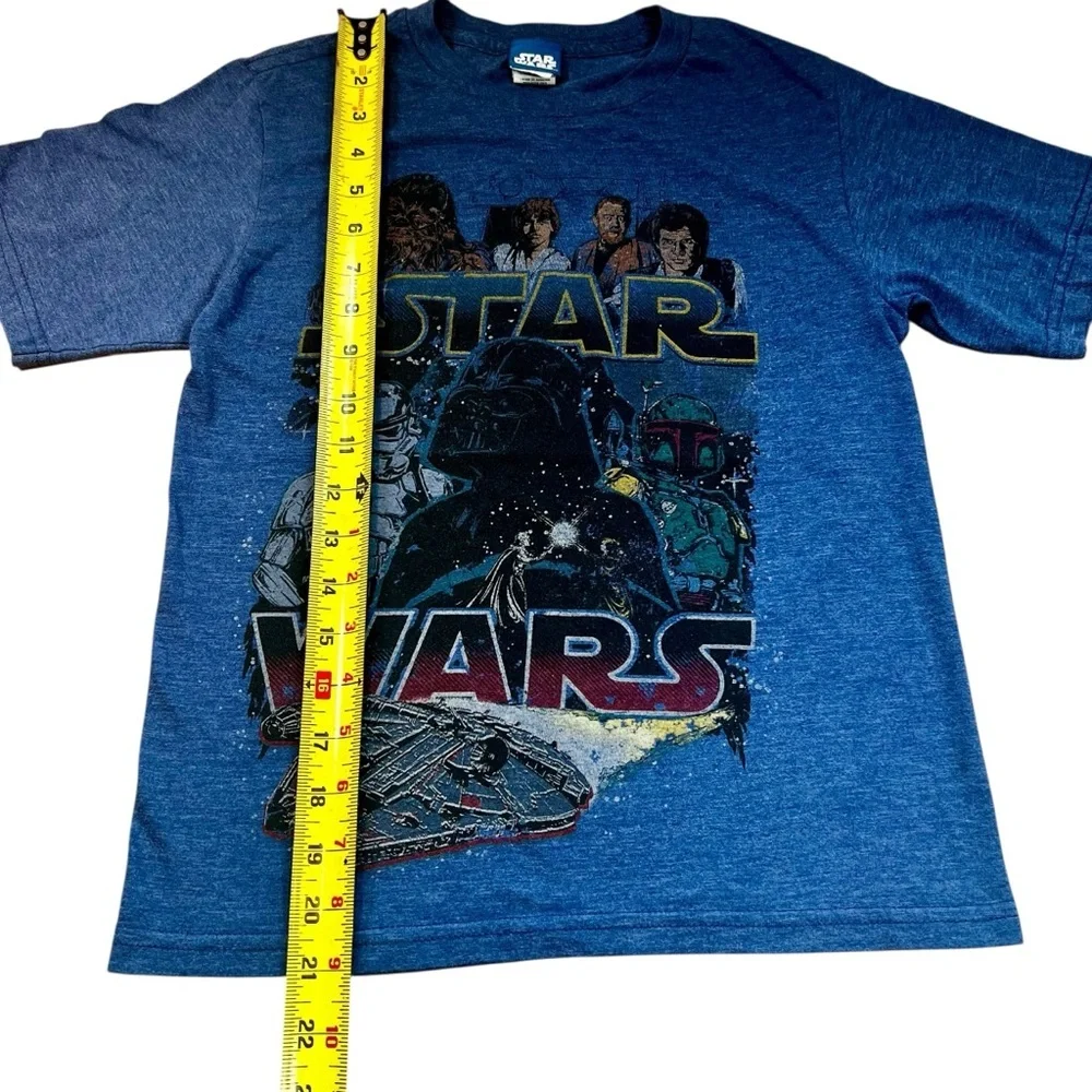 Star Wars Kids Blue Heather Graphic Short Sleeve Tee Shirt | Size Youth Medium